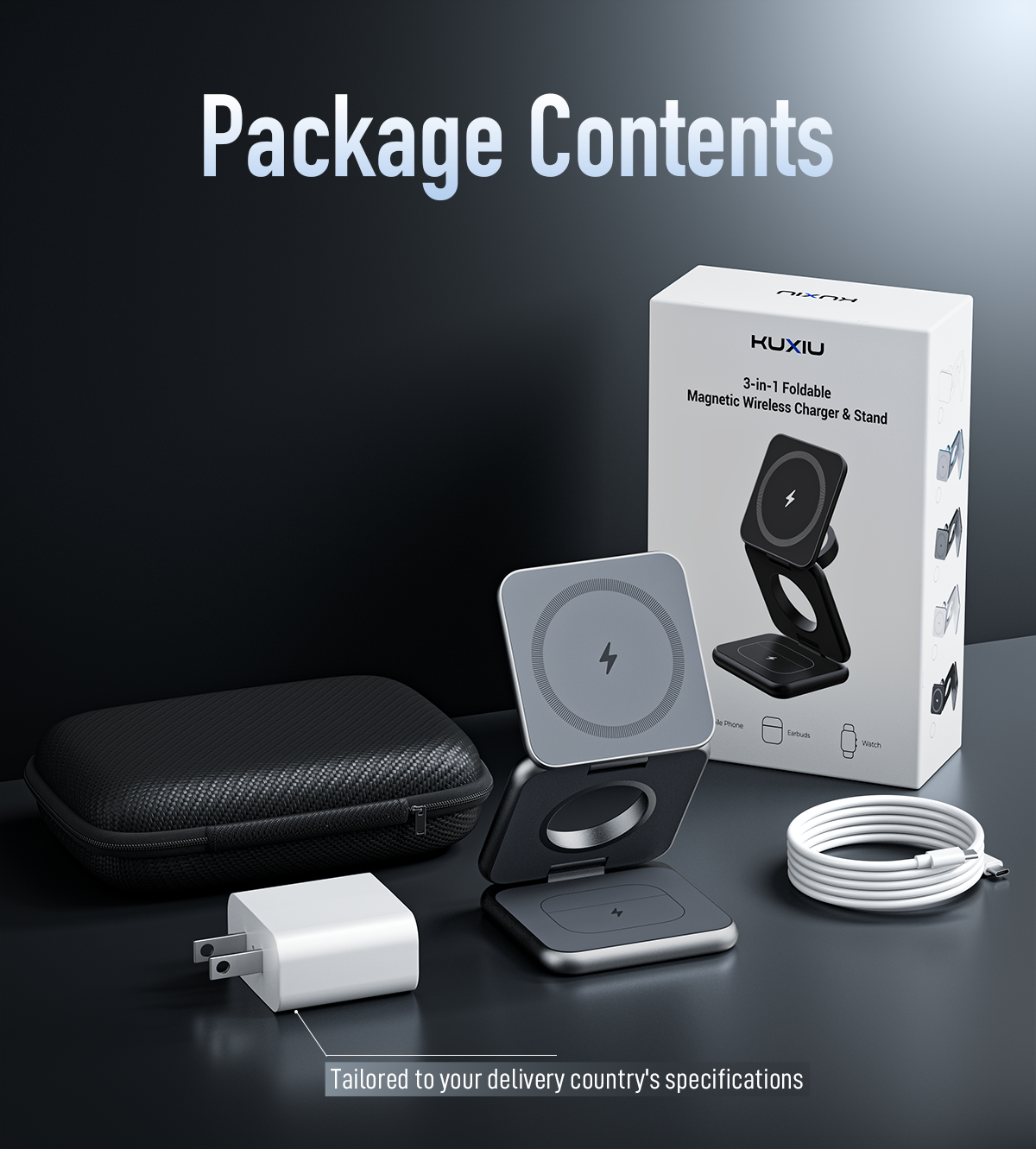 KUXIU X40 3-in-1 MagSafe Foldable Charging Stand