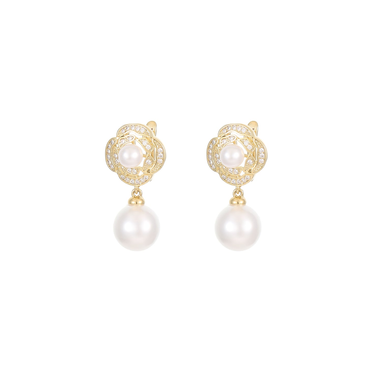 2025 Golden Pearl Rose Earrings: High-End, Personalized, Universal Style