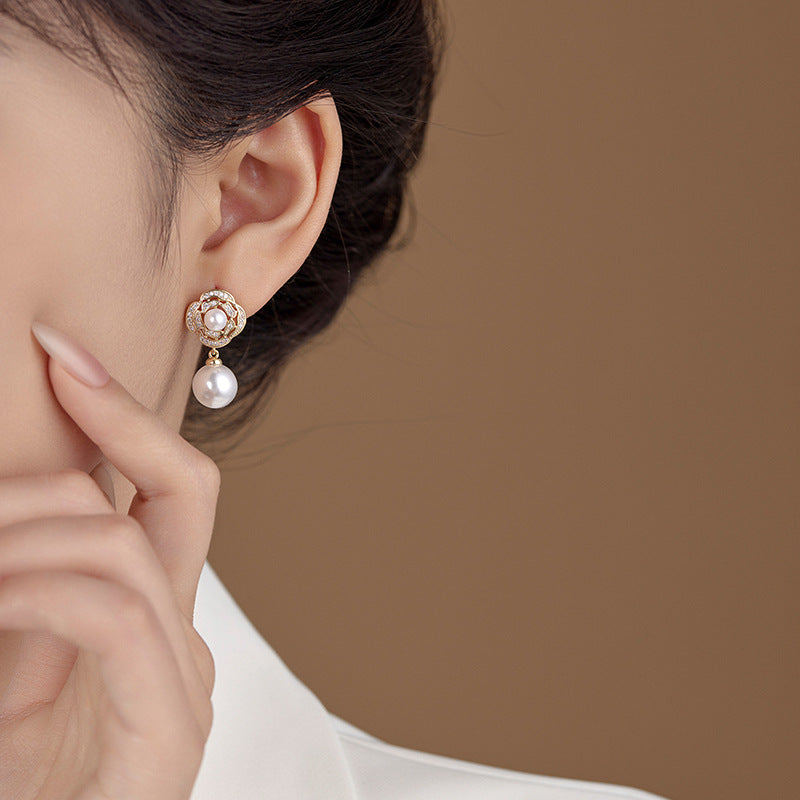 2025 Golden Pearl Rose Earrings: High-End, Personalized, Universal Style