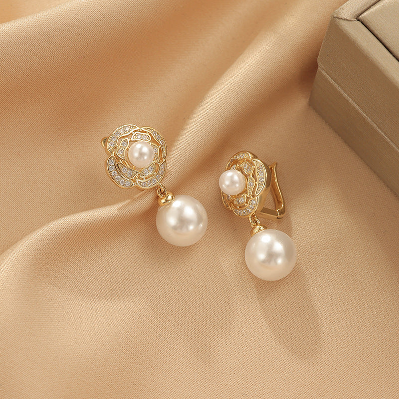 2025 Golden Pearl Rose Earrings: High-End, Personalized, Universal Style
