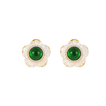 2025 Retro French Shell Flower Earrings: Small Fragrance Style, White Fritillary