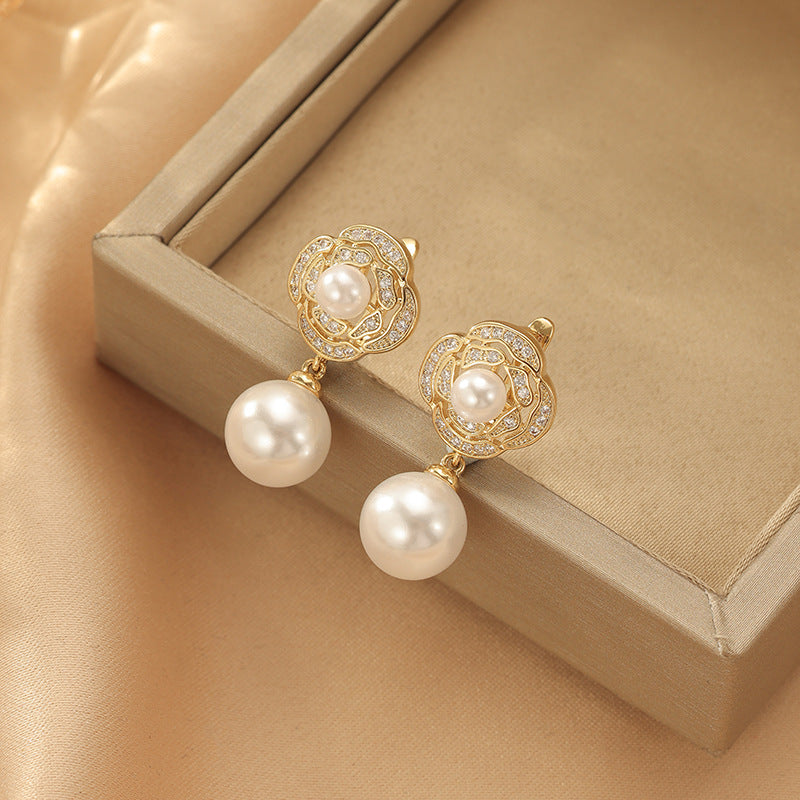 2025 Golden Pearl Rose Earrings: High-End, Personalized, Universal Style